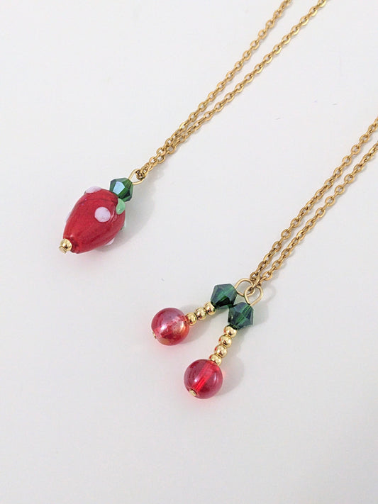 Strawberry and Cherry Necklaces